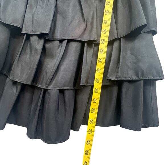 VTG 90s Black Mini Party Dress 9 Prom Puff Slv Tiered Witch Goth Grunge Punk Bow - Picture 14 of 16